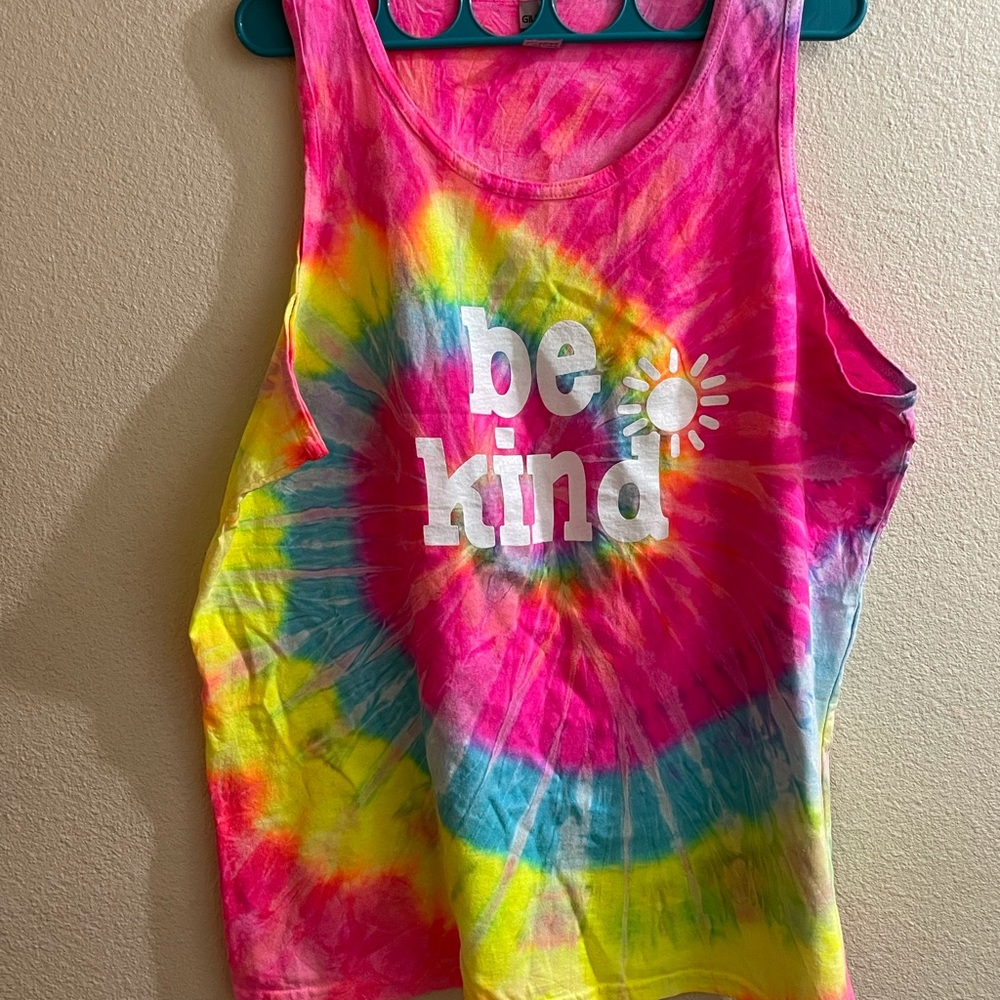 Custom Tye Dye XL rainbow Be Kind Tank